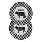 Jogo 2 Pratos Raso Barbecue Preto e Branco Cerâmica Alleanza 29cm