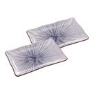 Jogo 2 Pratos Retangular De Porcelana Azul & Branco Molho Shoyu Japa Temaki Sashimi