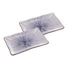 Jogo 2 Pratos Retangular De Porcelana Azul & Branco Molho Shoyu Japa Temaki Sashimi