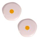 Jogo 2 Pratos Sobremesa Lanche Formato Ovo Silveira 21cm