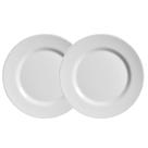 Jogo 2 Pratos Sobremesa Plissan Relevo Branco Cerâmica Alleanza 20cm