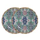 Jogo 2 Sousplat Redondo De Cerâmica Borda De Bambu Maison Blanche Mykonos 35cm Jogo 2 Sousplat Redondo De Cerâmica Borda De Bambu Maison Blanche Mykonos 35cm