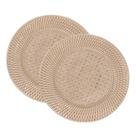 Jogo 2 Sousplat Redondo de Plástico Wolff com Textura de Rattan Bronze 33cm