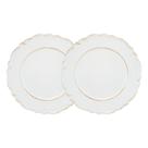 Jogo 2 Sousplat Redondo Patinado Plástico Moon Branco Lyor 33cm