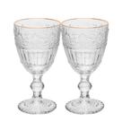 Jogo 2 Taça de Cristal Ecológico para Água Suco Mauve com Fio de Ouro 320ml Wolff