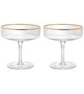 Jogo 2 Tacas 200ml De Vidro Coupe Com Borda Dourada Lines