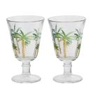 Jogo 2 Taças de Cristal Palm Hand Tree Coqueiro Transparente para Água Lyor 240ml
