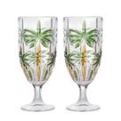 Jogo 2 Taças de Cristal Palm Tree Coqueiro para Água Suco Wolff 450ml