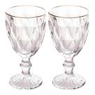 Jogo 2 Taças de Vidro com Borda Dourada Diamond Cor Transparente Água 300ml Class Home