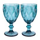 Jogo 2 Taças de Vidro Diamond Diamante Azul 300ml Água Class Home