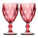 Jogo 2 Taças De Vidro Diamond Diamante Rosa Lilás 300ml água Class Home