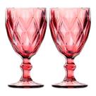 Jogo 2 Taças de Vidro Diamond Diamante Rosa Lilás 300ml Água Lyor