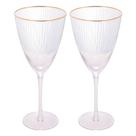 Jogo 2 Taças de Vinho com Borda Dourada Lines Vidro Transparente 400ml Wolff