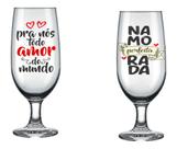 Jogo 2 taças para namorados de vidro 300 ml - casal Namo