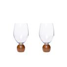 Jogo 2 Taças para Vinho de Cristal e Madeira Acácia 520ml 23107 Mart