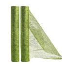 Jogo 2 Telas Decor Fita Natal Malha Verde Lantejoulas Brilho Luxo 24cm x 5 metros Magizi