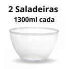 Jogo 2 Tigelas Saladeira ACRÍLICA Cristal Transparente 3500ml, Tijela Bowl ACRÍLICA Resistente