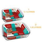 Jogo 2 Travassas Quadrada Vidro 2 Tamanhos 1,1L 1,8L Marinex Jogo 2 Travassas Quadrada Vidro 2 Tamanhos 1,1L 1,8L Marinex