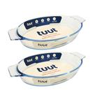 Jogo 2 Travessas Oval em Vidro Borossilicato Premium com Alças 780ml Forno e Micro-ondas