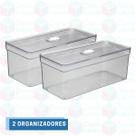 Jogo 2 Un Organizadores Porta Ovos Alto Retangular Com Tampa