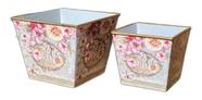 Jogo 2 Vasos Cachepot Floreiras Poliresina 14x18