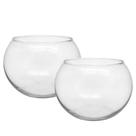 Jogo 2 Vasos de Vidro Redondo Tipo Aquário 2,2 Litros Decorativo Arranjos e Terrários