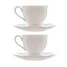 Jogo 2 Xícara de Café com Pires em Porcelana New Bone Butterfly Borboleta e Flores 100ml Lyor
