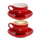 Jogo 2 Xícara de Chá Cappuccino de Porcelana 160ml Vermelha Coração Lamour Haüskraft Jogo 2 Xícara de Chá Cappuccino de Porcelana 160ml Vermelha Coração Lamour Haüskraft
