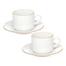 Jogo 2 Xícara de Chá Porcelana Borda Dourada com Pires Café Royal Premium 200ml Haüskraft Jogo 2 Xícara de Chá Porcelana Borda Dourada com Pires Café Royal Premium 200ml Haüskraft