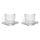Jogo 2 Xícaras Café C/ Pires 220mL Transparente Mesa Posta