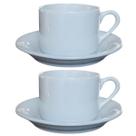 Jogo 2 xícaras Café Chá c/ pires - 170ml Base Reta-Porcelana