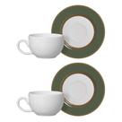 Jogo 2 Xícaras De Café Branca Com Pires Celebrate Verde Cerâmica Alleanza 100ml
