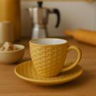 Jogo 2 Xicaras De Cafe Com Pires Em Porcelana 90ml Rattan