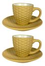 Jogo 2 Xicaras De Cafe Com Pires Em Porcelana 90ml Rattan