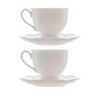Jogo 2 XícarasDe Café Com Pires Em Porcelana New Bone Butterfly Borboleta E Flores 100ml Lyor