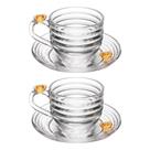 Jogo 2 XícarasDe Chá Com Pires Little Bee Abelha Colmeia Mel Cristal Ecológico 200ml Lyor
