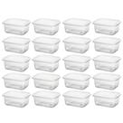 Jogo 20 mini potes retangular 260ml kit 20 potes fitnees BPA free, Conjunto 20 potes com tampa