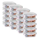 Jogo 20 Potes Vidro Retangular 1040ml Tampa Com Travas Resistentes