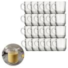Jogo 24 Canecas Bebidas Cafe Cha 250ML Vidro Transparente Grosso