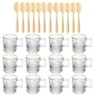 Jogo 24 Pçs Xícaras Vidro 90ml e Colheres Inox Dourado Lyor Café Recepção Atendimento Escritório Jogo 24 Pçs Xícaras Vidro 90ml e Colheres Inox Dourado Lyor Café Recepção Atendimento Escritório