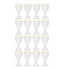 Jogo 24 Taças Licor Lyor Bico Abacaxi Vidro Fio De Ouro 60ml