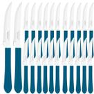 Jogo 24 Un Faca De Mesa E Churrasco Tramontina Leme Aço Inox Azul