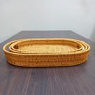 Jogo 3 bandeja plástico natural decorativo organizador para servir