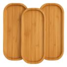 Jogo 3 Bandejas Bambu Lavabo Decorativa Café Madeira 28cm