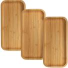 Jogo 3 Bandejas Bambu Retangular Decoração Servir Café 24cm