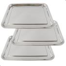 Jogo 3 Bandejas Retangular Aço Inox 40x30cm Rasa