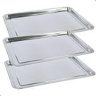 Jogo 3 Bandejas Retangular Aço Inox 45x35cm