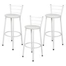 Jogo 3 Banqueta Alta Para Cozinha Branca Epoxi Assento Branco
