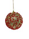 Jogo 3 Bolas De Natal Dourada Brilho Strass Vermelho 10cm Jogo 3 Bolas De Natal Dourada Brilho Strass Vermelho 10cm