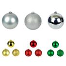 Jogo 3 Bolas De Natal Mistas Lisa Fosca Gliter 15cm